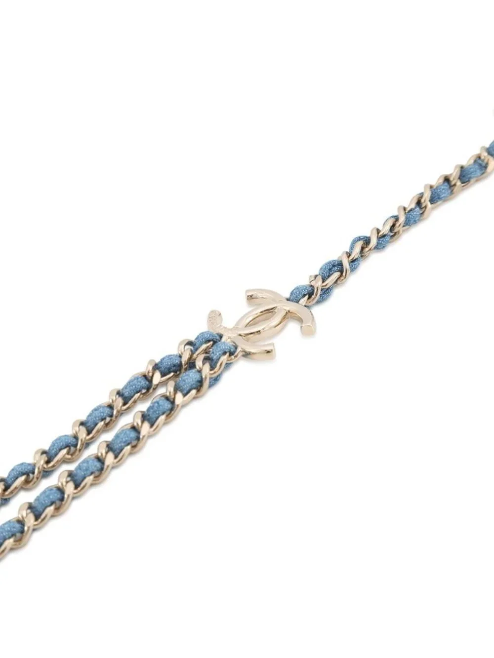 Chanel Necklace CC Logo Charm Denim B 25 P Choker